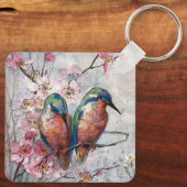 Hübsch gestrichene Kingfisher und Blume Schlüsselanhänger (Rückseite)