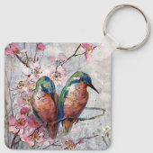 Hübsch gestrichene Kingfisher und Blume Schlüsselanhänger (Rückseite)