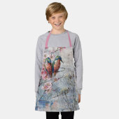 Hübsch gestrichene Kingfisher und Blume Schürze (Getragen)