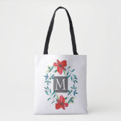 hübsch gestrichene rote Blume mit Monogramm Tasche (Vorderseite)