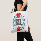 hübsch gestrichene rote Blume mit Monogramm Tasche (Von Nahem)
