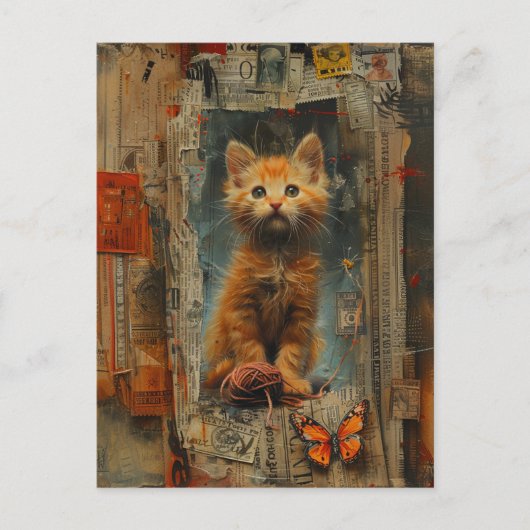 Hübsch Ginger Kitten Collage Postkarte (Vorderseite)