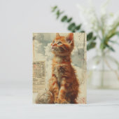 Hübsch Ginger Kitten Vintag Collage Postkarte (Stehend Vorderseite)