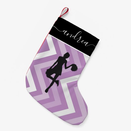 Hübsch Girl Cheerleader Silhouette Girl Pink Name Kleiner Weihnachtsstrumpf (Vorderansicht (hängend))