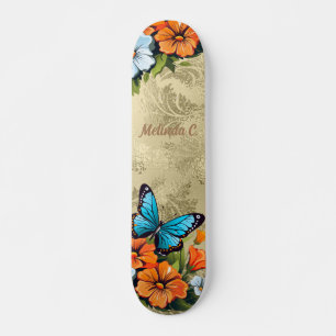 Hübsch Girl Floral Butterfly Skate Deck Skateboard