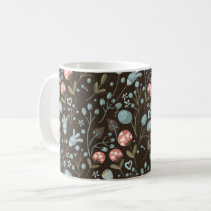 Hübsch Girl Floral Muster Blau Kaffeetasse
