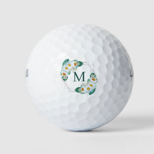 Hübsch Girl-Floral-Silber-Monogramm Golfball (Vorderseite)