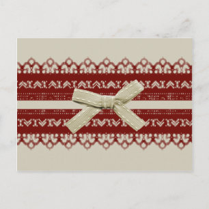 hübsch Girl Kawaii Red Lace Beige Bow Postkarte