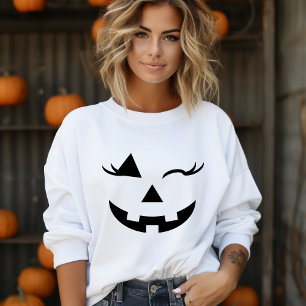 Hübsch Girl Kürbislaterne Pumpkin Face Halloween Sweatshirt