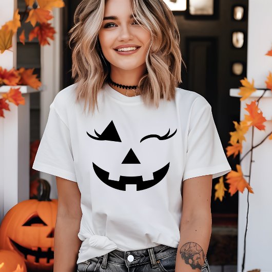 Hübsch Girl Kürbislaterne Pumpkin Face Halloween T-Shirt