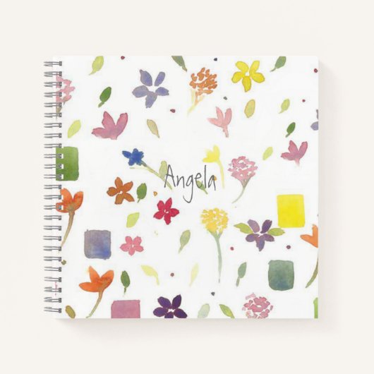 Hübsch Girl Niedlich Watercolor Blume Notebook Notizblock (Vorderseite)