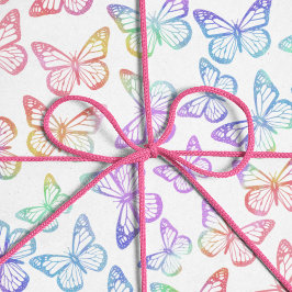 Hübsch Girl Pastel Butterfly Muster Iridescent Geschenkpapier