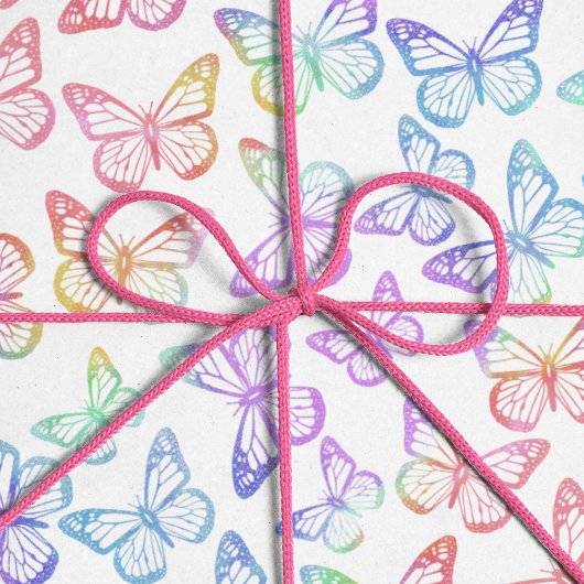 Hübsch Girl Pastel Butterfly Muster Iridescent Geschenkpapier