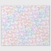 Hübsch Girl Pastel Butterfly Muster Iridescent Geschenkpapier (Flach)