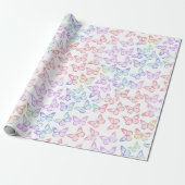 Hübsch Girl Pastel Butterfly Muster Iridescent Geschenkpapier (Ungerollt)