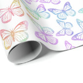 Hübsch Girl Pastel Butterfly Muster Iridescent Geschenkpapier (Rolleneckpunkt)
