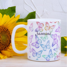 Hübsch Girl Pastel Butterfly Muster Iridescent Kaffeetasse