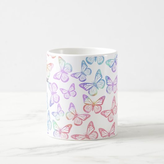 Hübsch Girl Pastel Butterfly Muster Iridescent Kaffeetasse (Mittel)