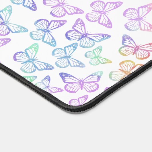 Hübsch Girl Pastel Butterfly Muster Iridescent Schreibtischunterlage (Ecke)