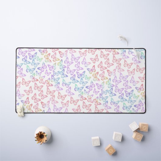 Hübsch Girl Pastel Butterfly Muster Iridescent Schreibtischunterlage (Kindertisch)