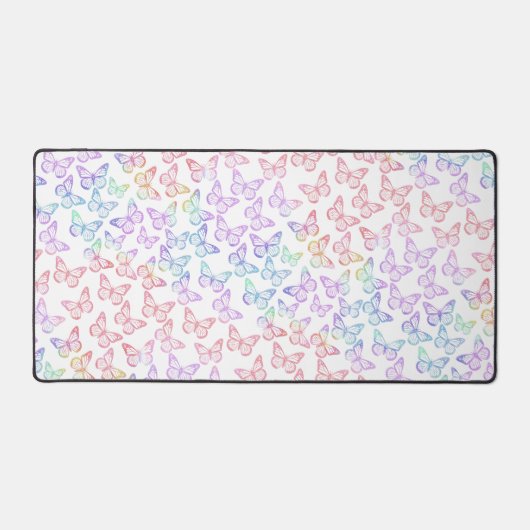 Hübsch Girl Pastel Butterfly Muster Iridescent Schreibtischunterlage (Vorderseite)