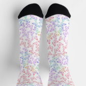 Hübsch Girl Pastel Butterfly Muster Iridescent Socken (Oben)