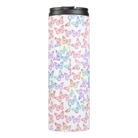 Hübsch Girl Pastel Butterfly Muster Iridescent Thermosbecher (Rückseite)
