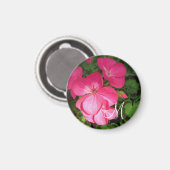 Hübsch Girl Pink Geranium Foto Monogram Magnet (Vorderseite/Rückseite)