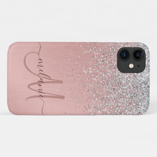 Hübsch Girl Rose Gold Silver Glitzer Funkelnd Case-Mate iPhone Hülle (Rückseite (Horizontal))