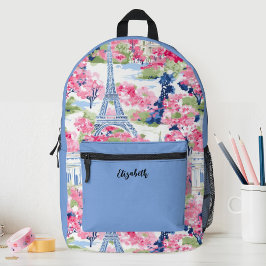 Hübsch Girls Eiffel Tower Blumenschule Bedruckter Rucksack