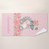 Hübsch Girls Rosa Blumenwald Raccoon Badehandtuch (Badehandtuch)