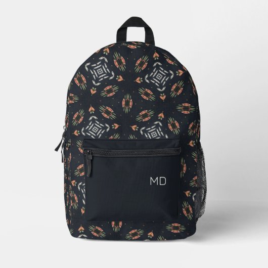 Hübsch Girly Mandala Muster Monogram Initials Bedruckter Rucksack (Vorderseite)