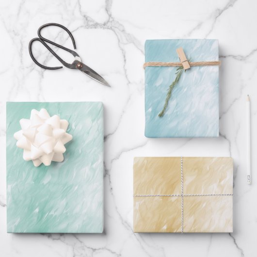 Hübsch Girly Mint Aqua Yellow Geschenkpapier Set (Vorderseite)