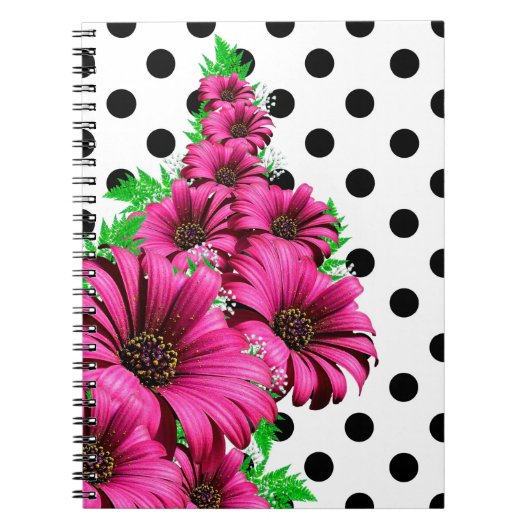 Hübsch Girly Pink Blume Polka Dot Notizblock (Vorderseite)