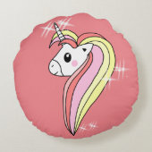 Hübsch Girly Pink Einhorn mit Glitzern Rundes Kissen (Rückseite)