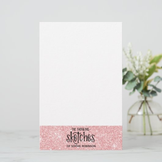 Hübsch Girly Pink Glitzer Artist Briefpapier (Stehend Vorderseite)