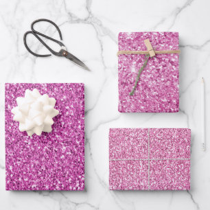 Hübsch Girly Pink Glitzer Sparkle Geschenkpapier Set