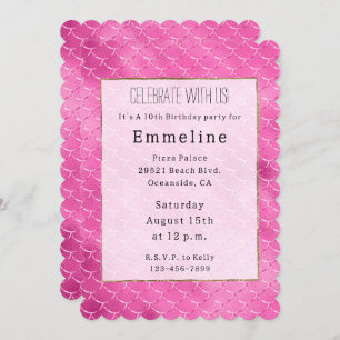 Hübsch Girly Pink Mermaid Einladung