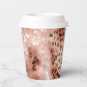 Hübsch Girly Rose Gold Leopard Bokeh Pappbecher (Rückseite)
