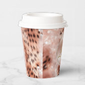 Hübsch Girly Rose Gold Leopard Bokeh Pappbecher (Rechts)