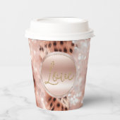 Hübsch Girly Rose Gold Leopard Bokeh Pappbecher (Vorderseite)
