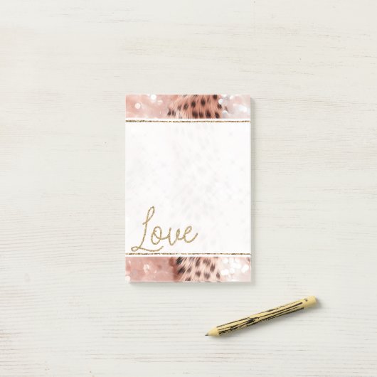 Hübsch Girly Rose Gold Leopard Bokeh Post-it Klebezettel (Auf Schreibtisch)