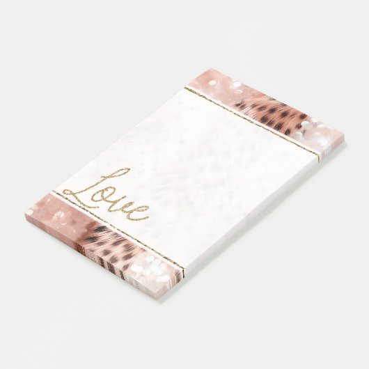 Hübsch Girly Rose Gold Leopard Bokeh Post-it Klebezettel (angewinkelt)