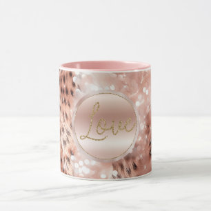 Hübsch Girly Rose Gold Leopard Bokeh Tasse