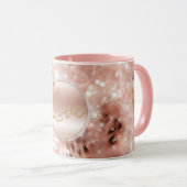 Hübsch Girly Rose Gold Leopard Bokeh Tasse (VorderseiteRechts)