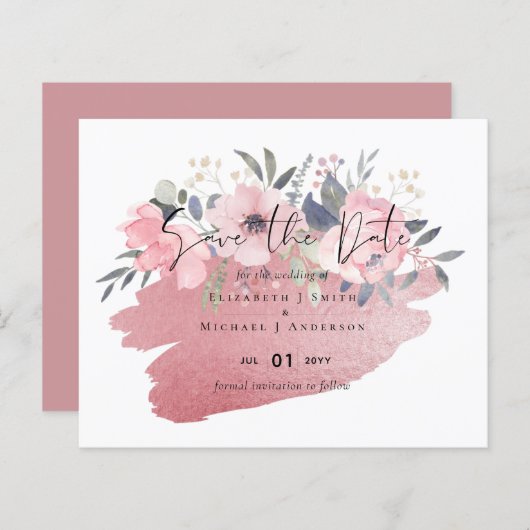 Hübsch Girly Rosegold Floral Glam Wedding (Vorne/Hinten)