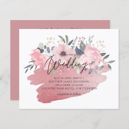 Hübsch Girly Rosegold Floral Glam Wedding (Vorne/Hinten)