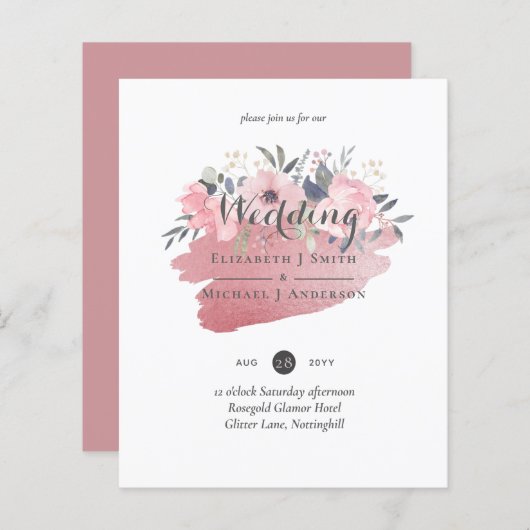 Hübsch Girly Rosegold Floral Glam Wedding (Vorne/Hinten)