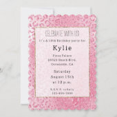 Hübsch Girly Sugar Pink Glitzer Leopard Einladung (Vorderseite)