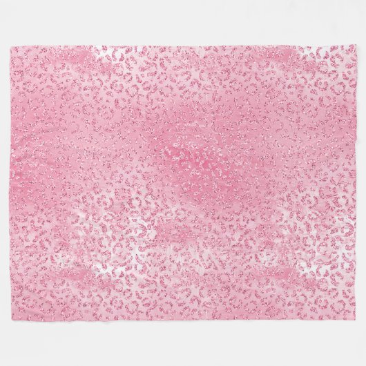 Hübsch Girly Sugar Pink Glitzer Leopard Fleecedecke (Vorderseite (Horizontal))